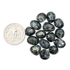 Larvikite Rose Cut Gemstones | Freeform Cabochons for Jewelry Making - 15 Pieces