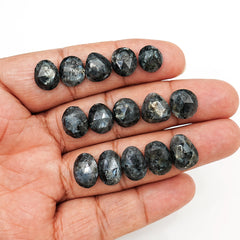 Larvikite Rose Cut Gemstones | Freeform Cabochons for Jewelry Making - 15 Pieces