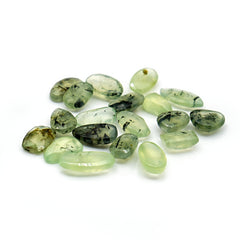Prehnite Rosecut Cabochons | Mix Shape Flat Back Gemstones for Jewelry Making - 19 Pieces