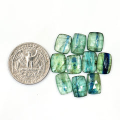 Green Kyanite Rosecut Freeform Cabochons | Natural Faceted Crystals for Jewelry - 10 Pieces
