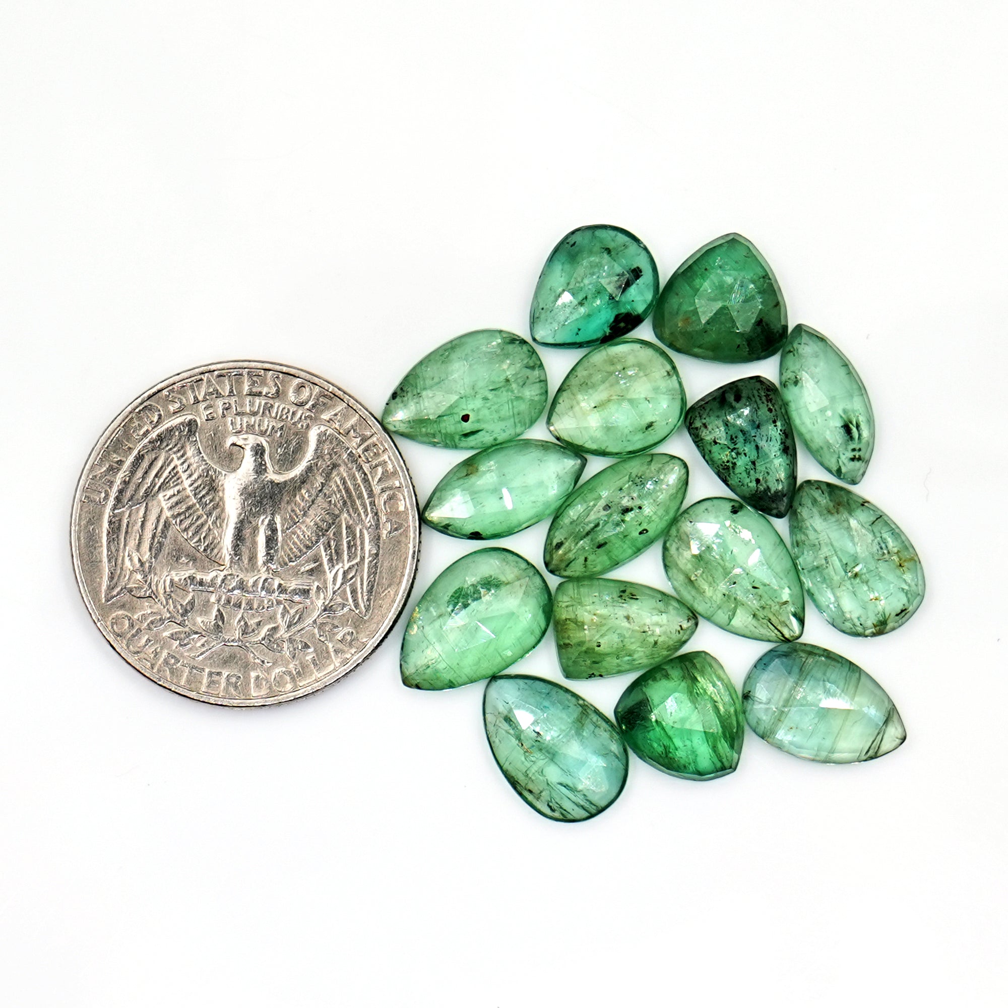 Green Kyanite Rosecut Stones| Natural Faceted Gemstones for Artisan Jewelry - 15 Pieces