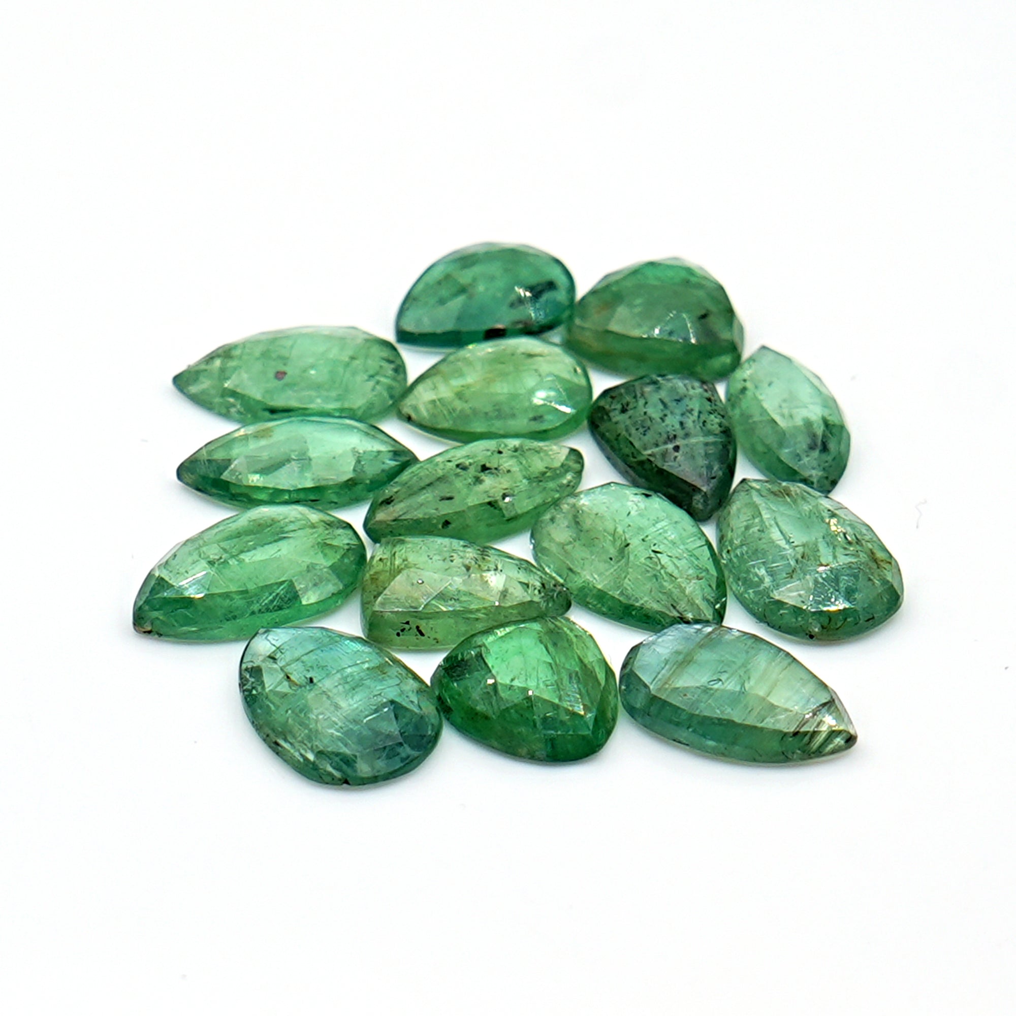 Green Kyanite Rosecut Stones| Natural Faceted Gemstones for Artisan Jewelry - 15 Pieces