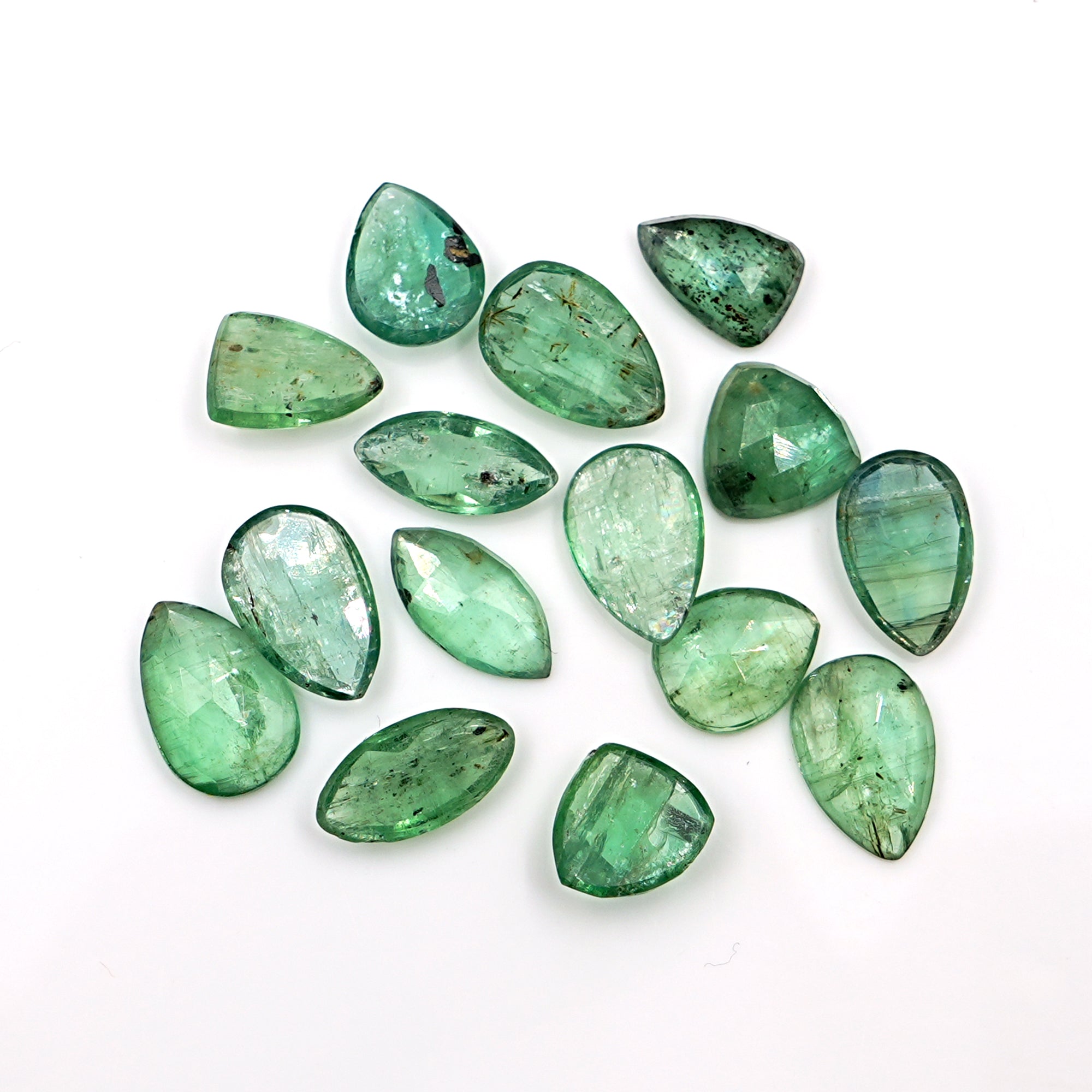 Green Kyanite Rosecut Stones| Natural Faceted Gemstones for Artisan Jewelry - 15 Pieces