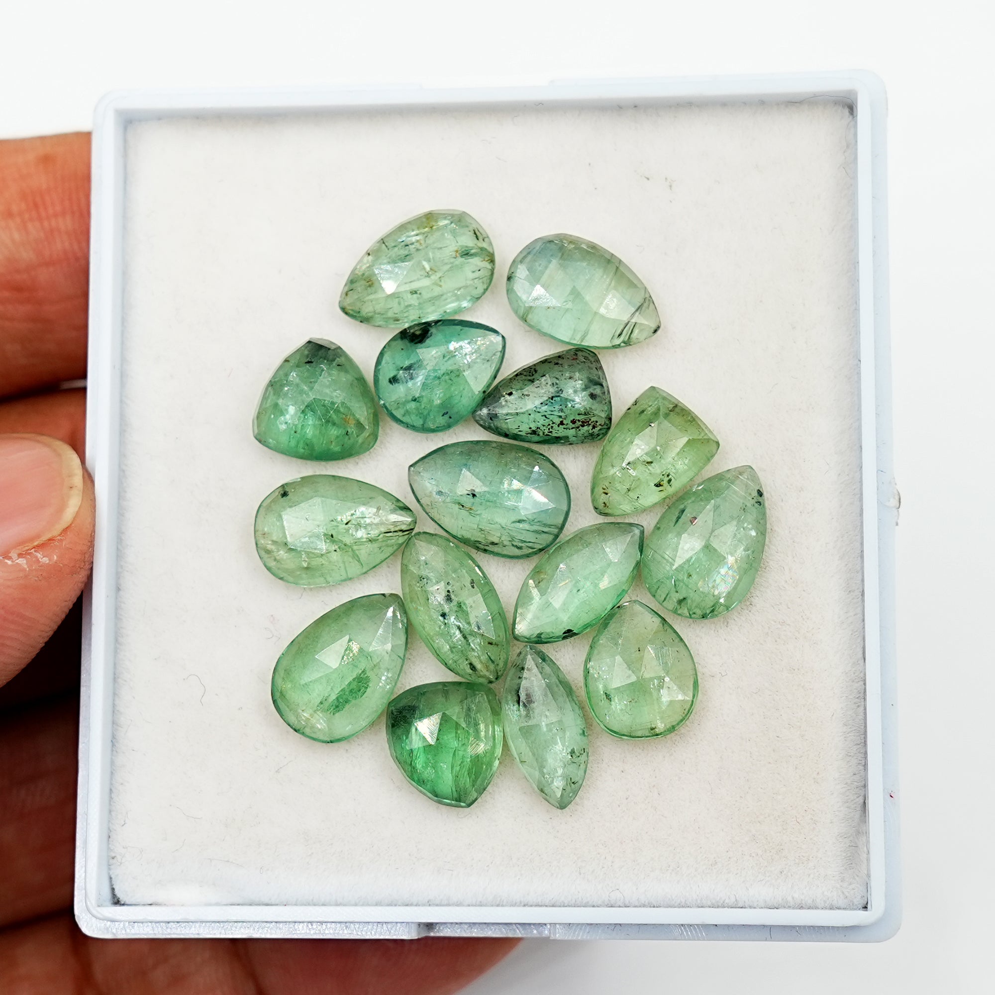 Green Kyanite Rosecut Stones| Natural Faceted Gemstones for Artisan Jewelry - 15 Pieces