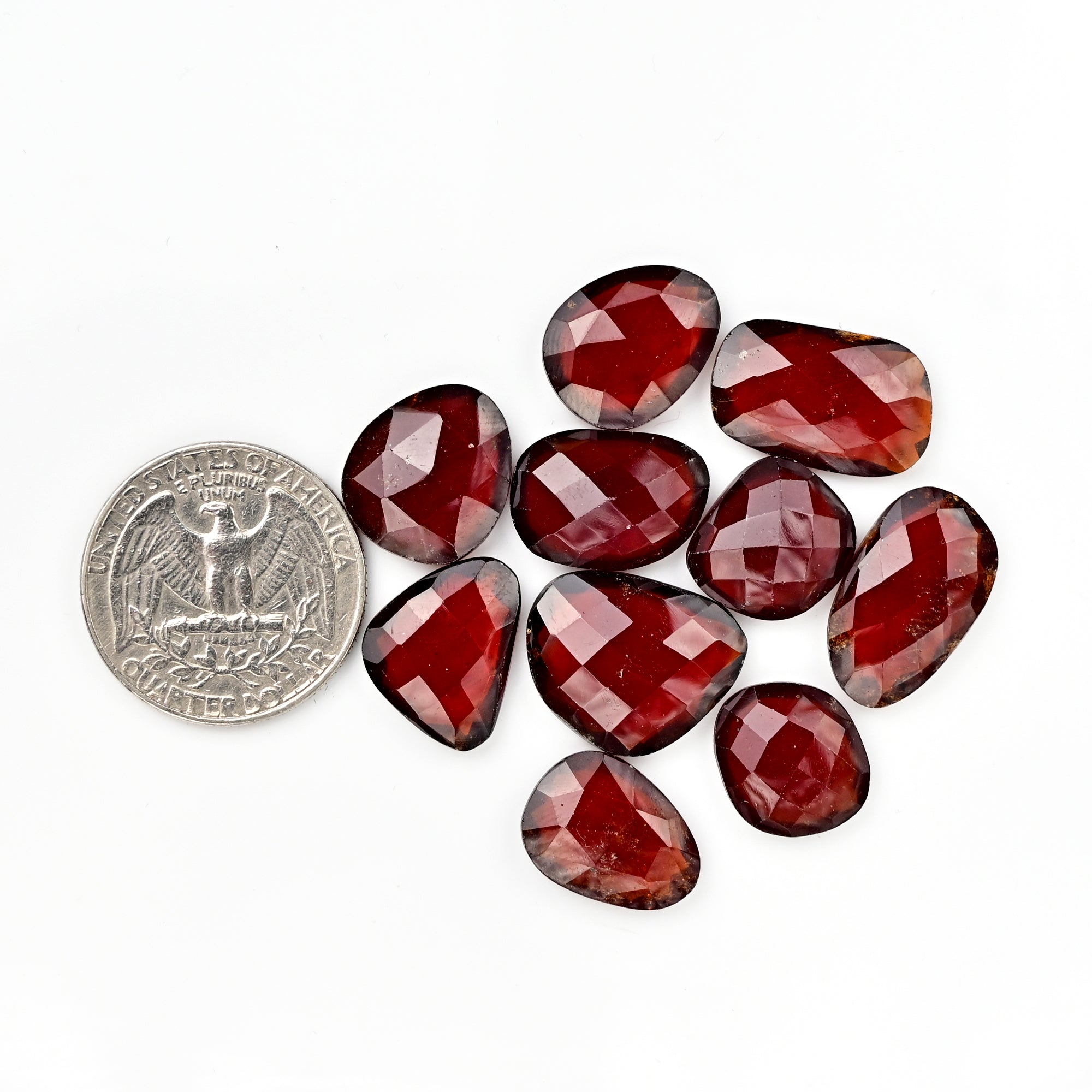 Hessonite Garnet Freeform Rose Cut Cabochons | Fiery Cinnamon Gemstone for Jewelry Making - 10 Pieces