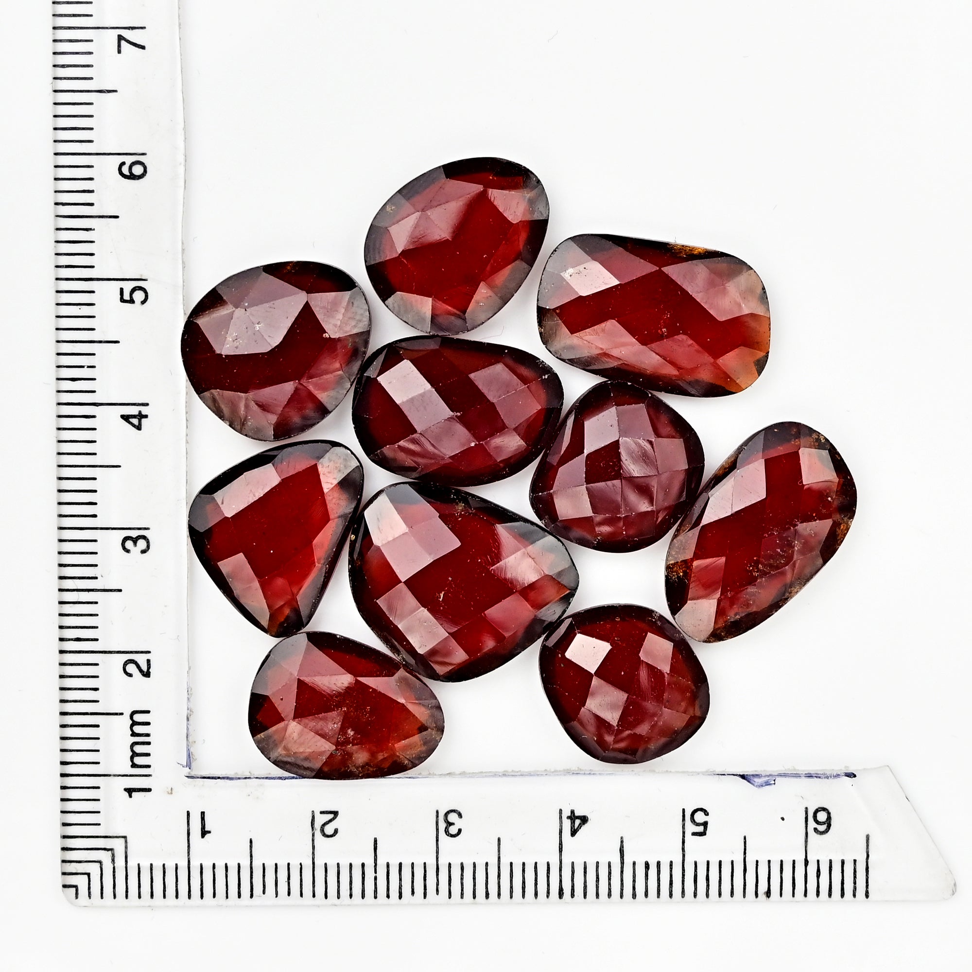 Hessonite Garnet Freeform Rose Cut Cabochons | Fiery Cinnamon Gemstone for Jewelry Making - 10 Pieces