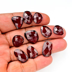 Hessonite Garnet Freeform Rose Cut Cabochons | Fiery Cinnamon Gemstone for Jewelry Making - 10 Pieces