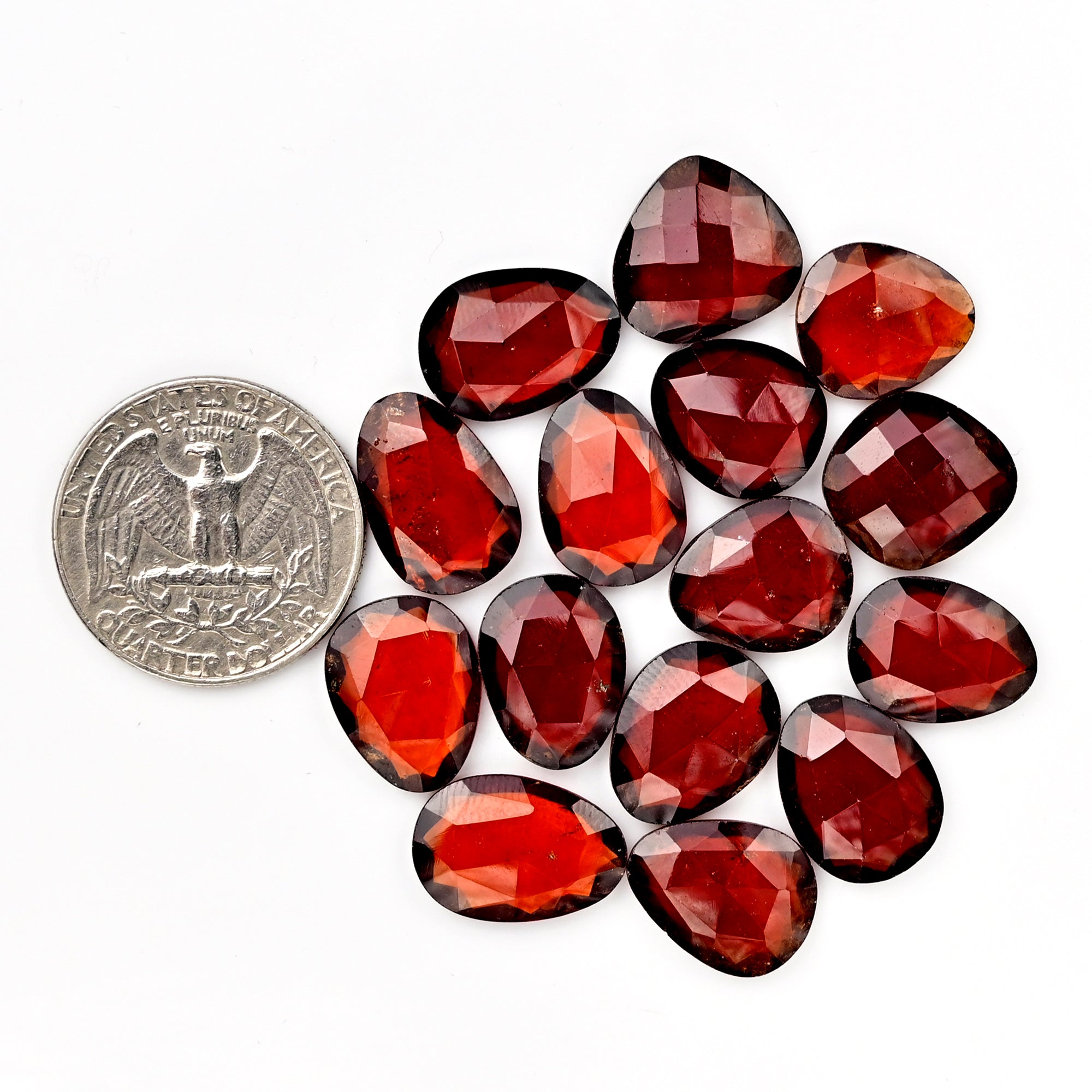 Hessonite Garnet Freeform Rose Cut Cabochons | Fiery Cinnamon Gemstone for Jewelry Making - 15 Pieces