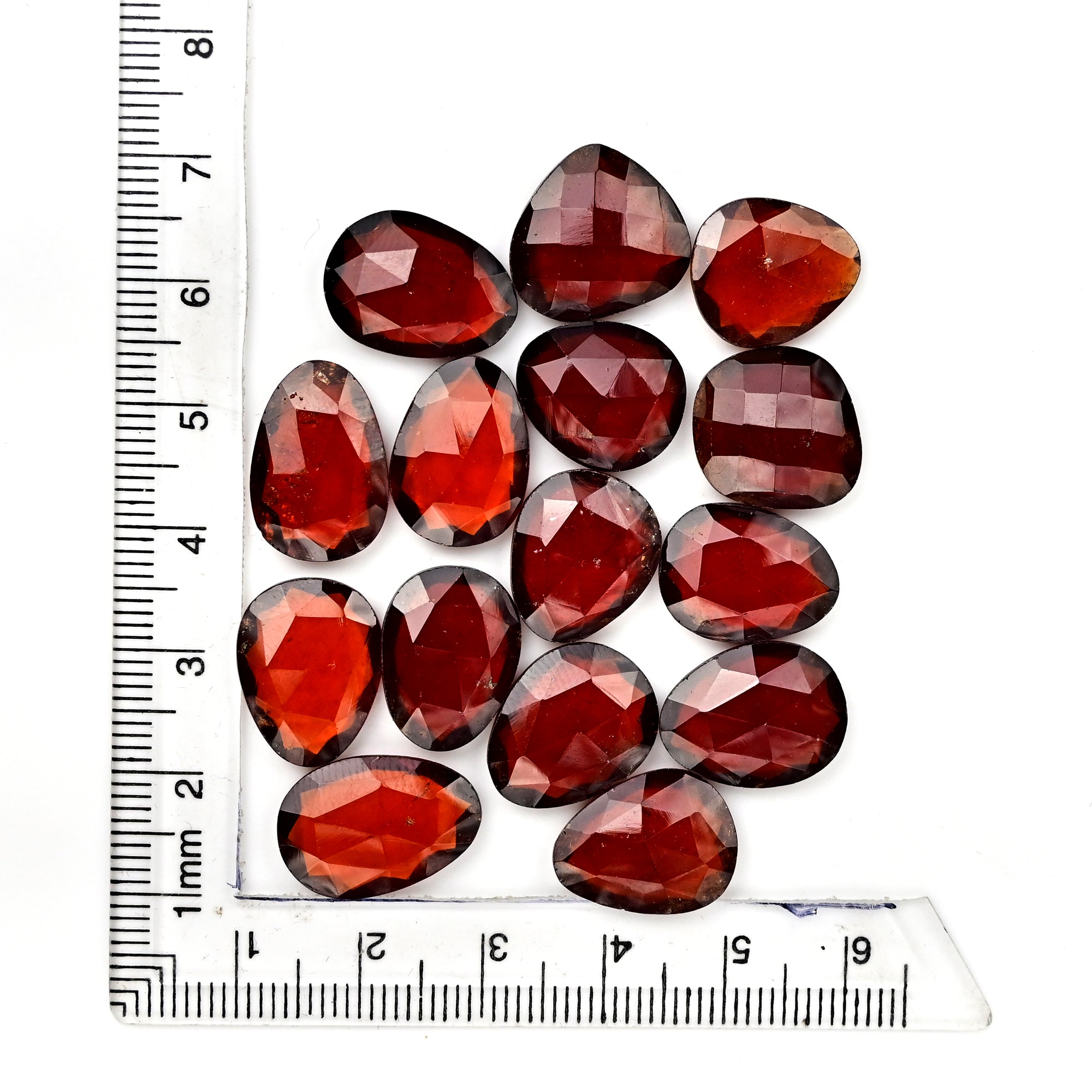 Hessonite Garnet Freeform Rose Cut Cabochons | Fiery Cinnamon Gemstone for Jewelry Making - 15 Pieces
