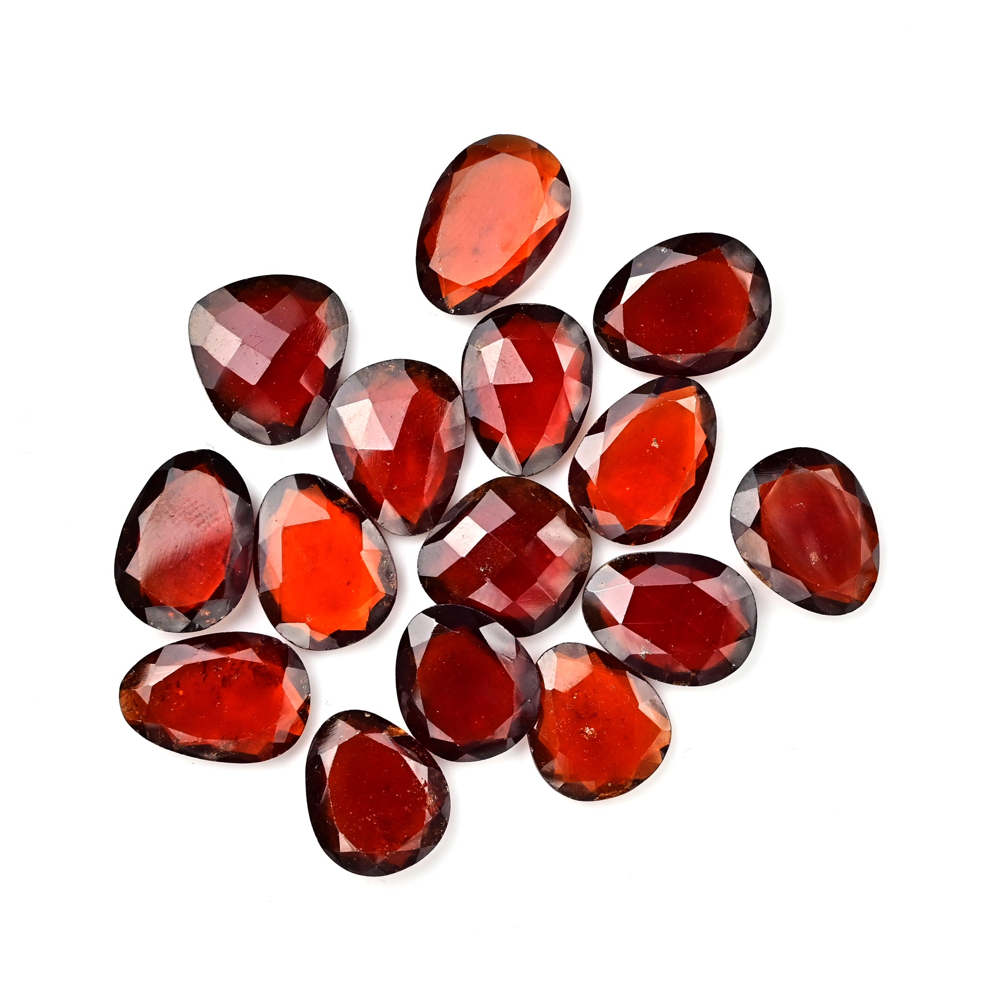 Hessonite Garnet Freeform Rose Cut Cabochons | Fiery Cinnamon Gemstone for Jewelry Making - 15 Pieces