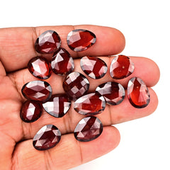 Hessonite Garnet Freeform Rose Cut Cabochons | Fiery Cinnamon Gemstone for Jewelry Making - 15 Pieces