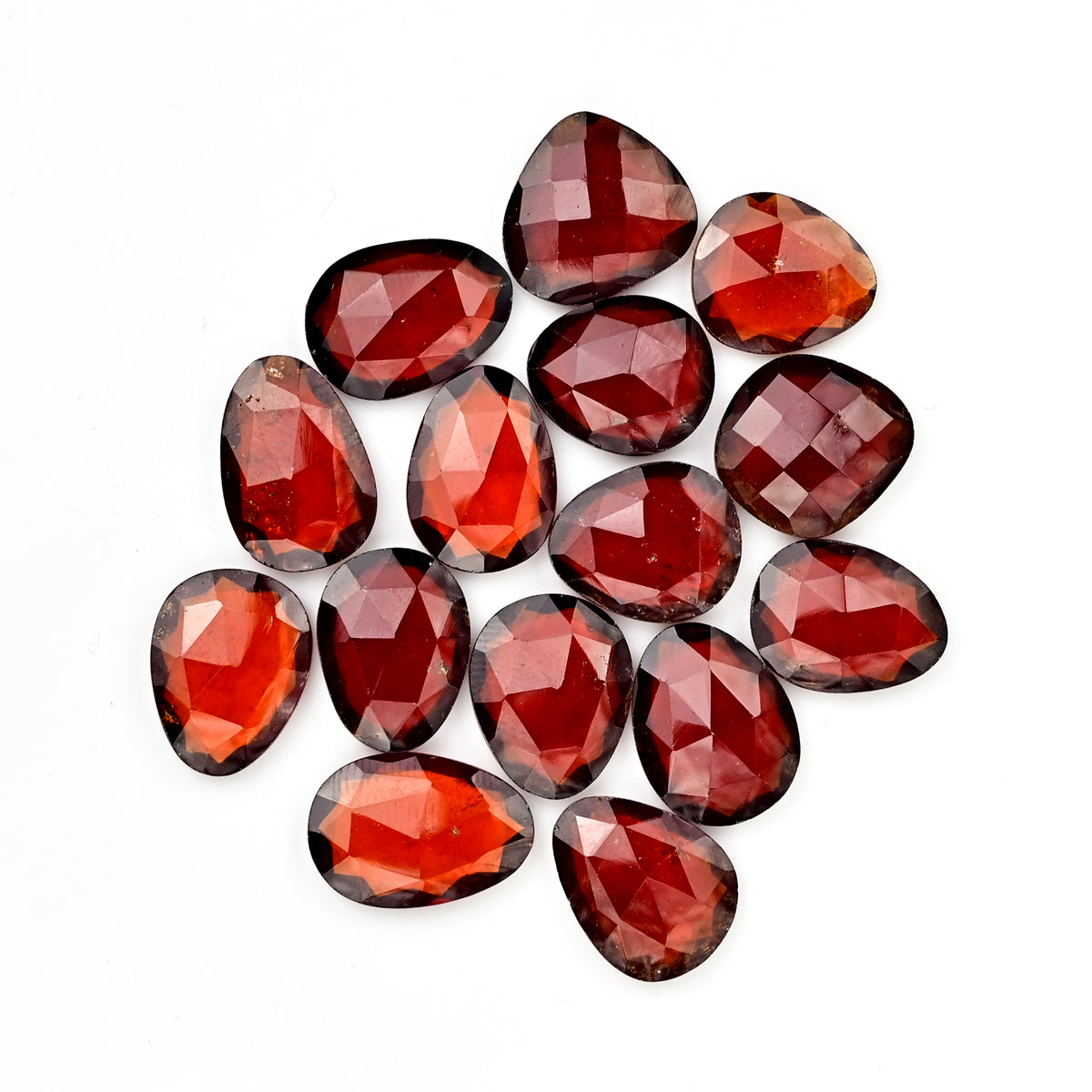 Hessonite Garnet Freeform Rose Cut Cabochons | Fiery Cinnamon Gemstone for Jewelry Making - 15 Pieces