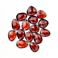 Hessonite Garnet Freeform Rose Cut Cabochons | Fiery Cinnamon Gemstone for Jewelry Making - 15 Pieces