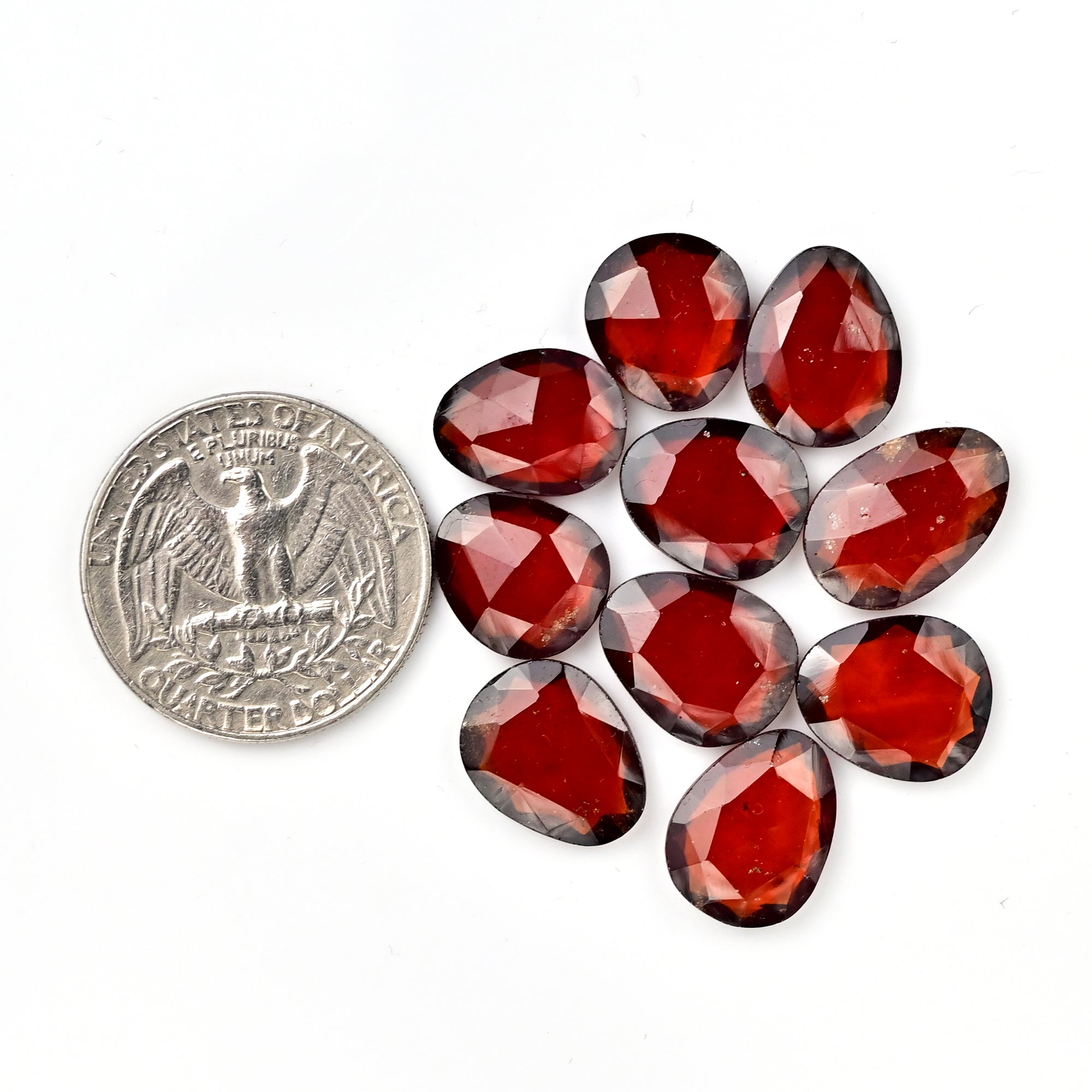 Hessonite Garnet Freeform Rose Cut Cabochons | Fiery Cinnamon Gemstone for Jewelry Making - 10 Pieces