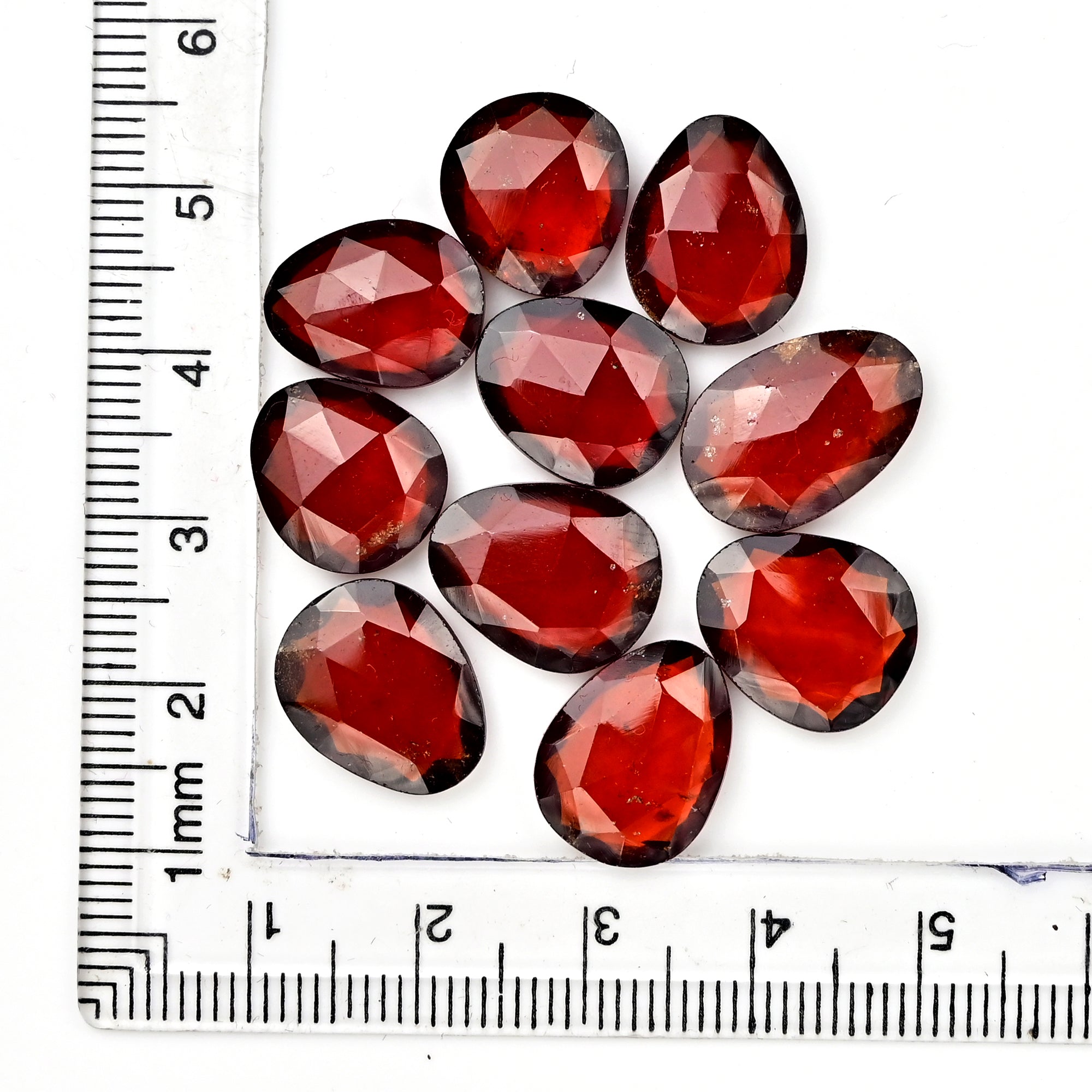 Hessonite Garnet Freeform Rose Cut Cabochons | Fiery Cinnamon Gemstone for Jewelry Making - 10 Pieces