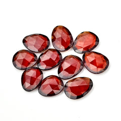 Hessonite Garnet Freeform Rose Cut Cabochons | Fiery Cinnamon Gemstone for Jewelry Making - 10 Pieces