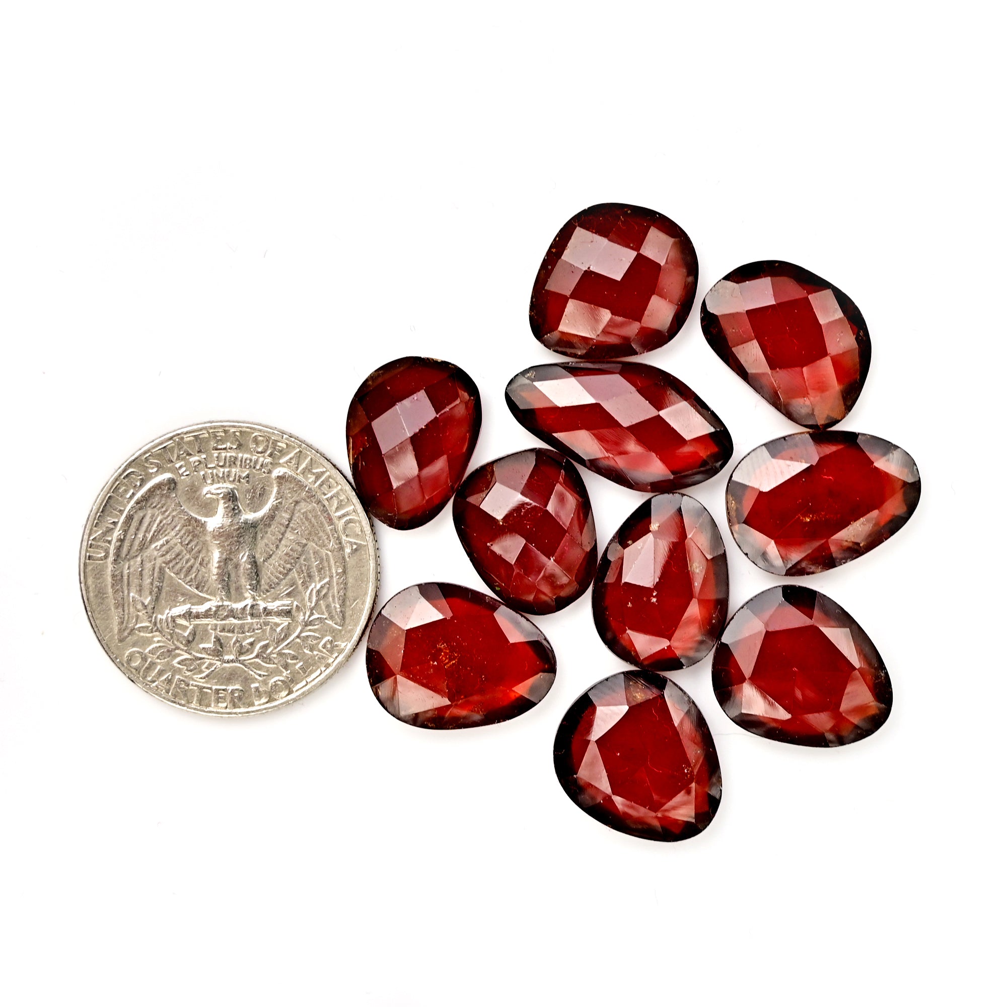 Hessonite Garnet Freeform Rose Cut Cabochons | Fiery Cinnamon Gemstone for Jewelry Making - 10 Pieces