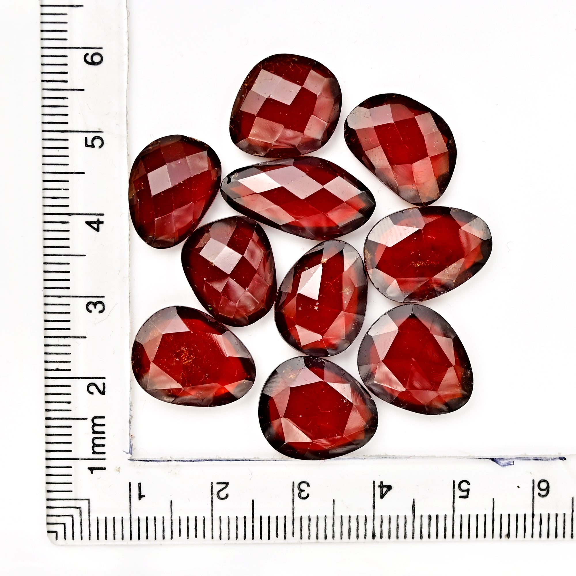 Hessonite Garnet Freeform Rose Cut Cabochons | Fiery Cinnamon Gemstone for Jewelry Making - 10 Pieces