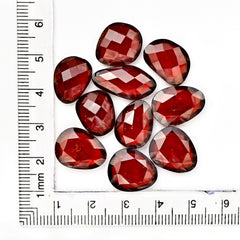 Hessonite Garnet Freeform Rose Cut Cabochons | Fiery Cinnamon Gemstone for Jewelry Making - 10 Pieces
