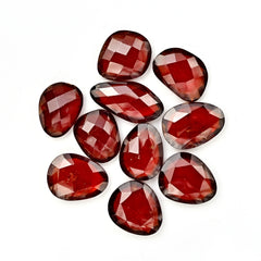 Hessonite Garnet Freeform Rose Cut Cabochons | Fiery Cinnamon Gemstone for Jewelry Making - 10 Pieces
