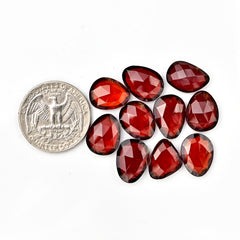 Hessonite Garnet Freeform Rose Cut Cabochons | Fiery Cinnamon Gemstone for Jewelry Making - 10 Pieces