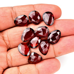 Hessonite Garnet Freeform Rose Cut Cabochons | Fiery Cinnamon Gemstone for Jewelry Making - 10 Pieces