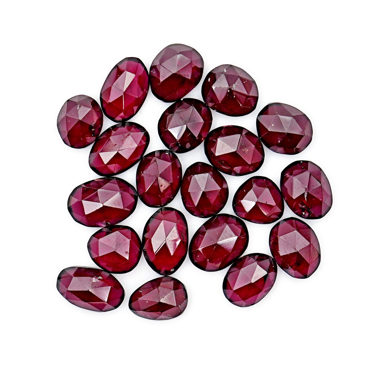 Rhodolite Garnet Rose Cut Cabochons | Deep Plum Pink Freeform Faceted Gems - 20 Pieces