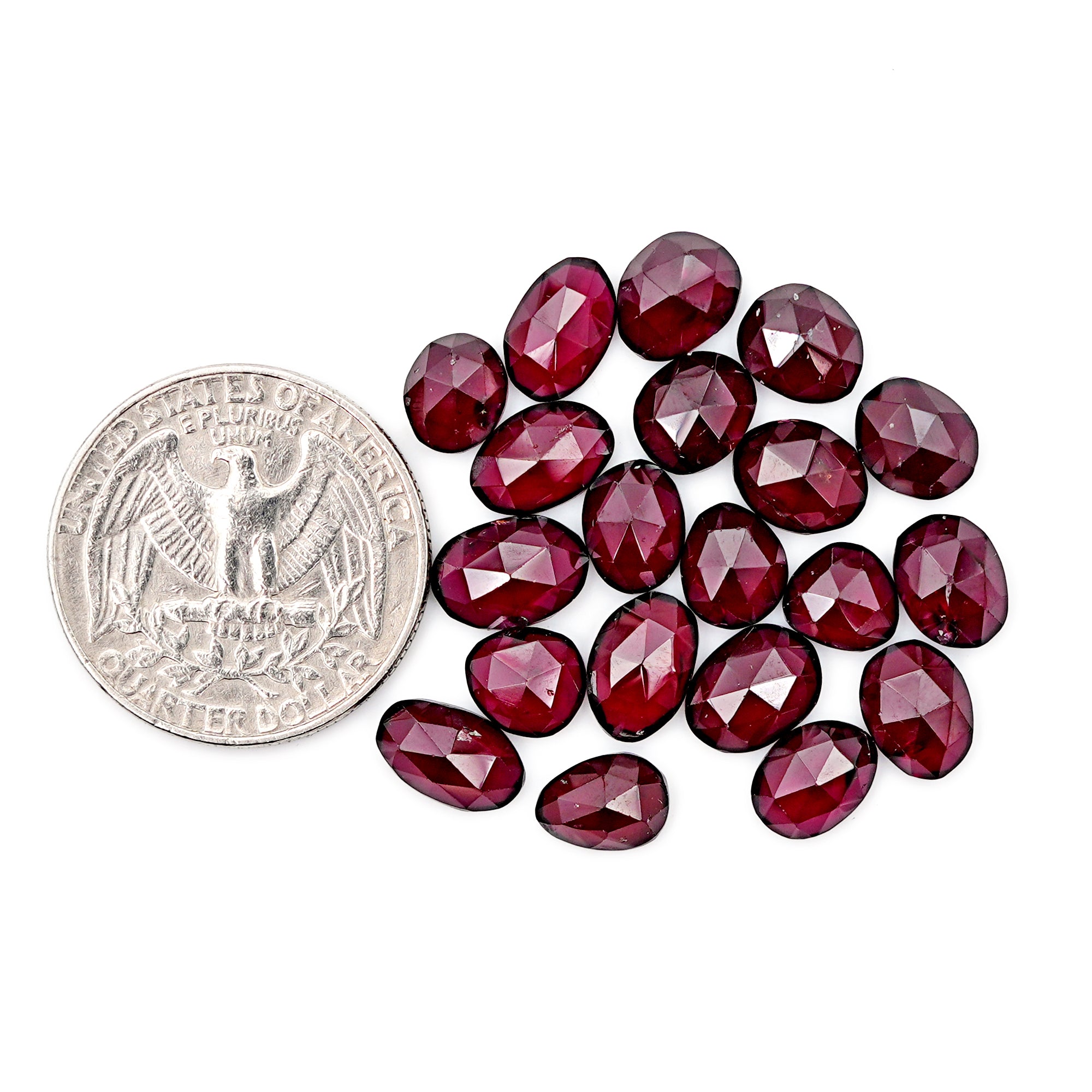 Rhodolite Garnet Rose Cut Cabochons | Deep Plum Pink Freeform Faceted Gems - 20 Pieces