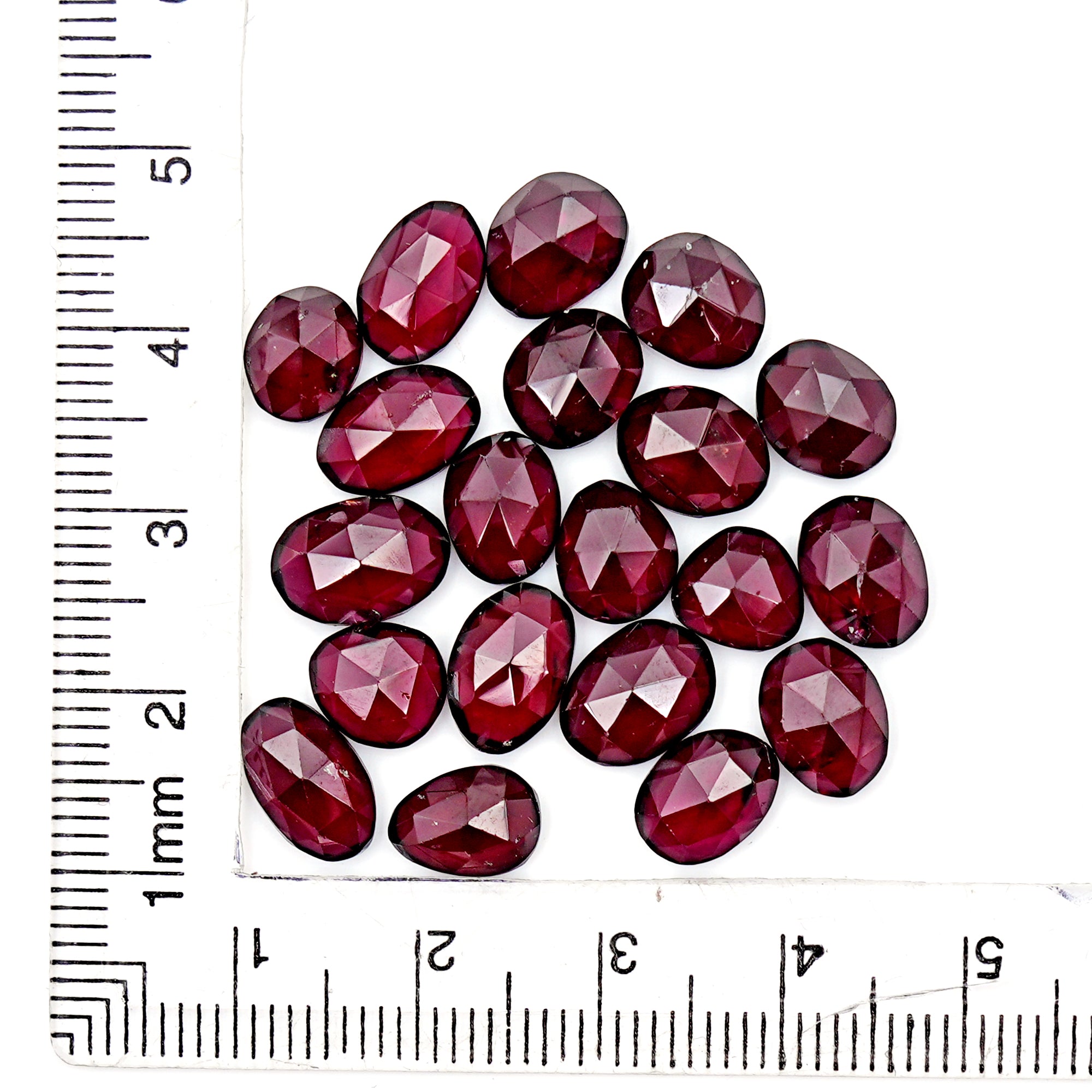 Rhodolite Garnet Rose Cut Cabochons | Deep Plum Pink Freeform Faceted Gems - 20 Pieces