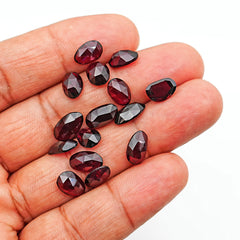 Rhodolite Garnet Rose Cut Cabochons | Freeform Gemstone For Jewelry Making - 15 Pieces