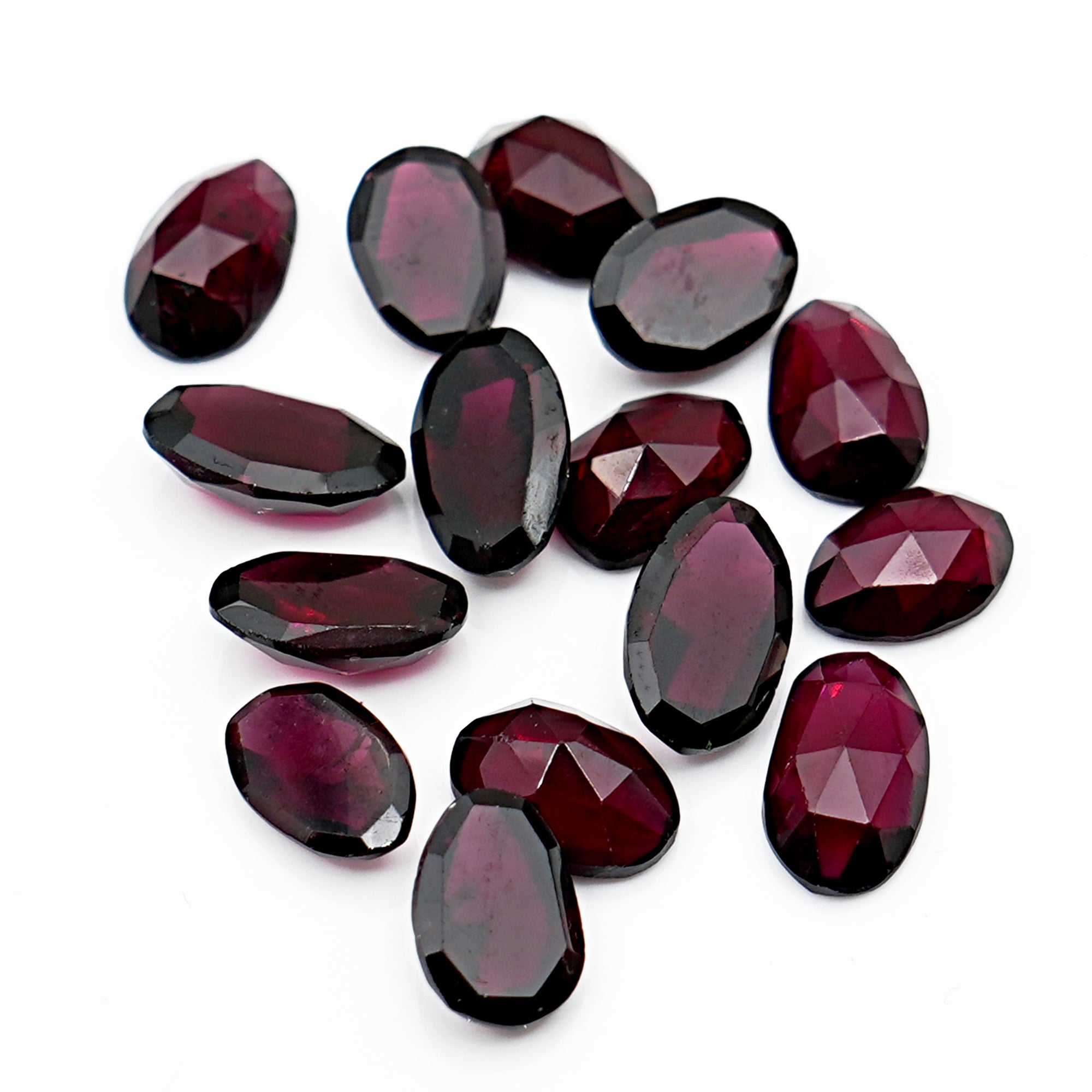Rhodolite Garnet Rose Cut Cabochons | Freeform Gemstone For Jewelry Making - 15 Pieces