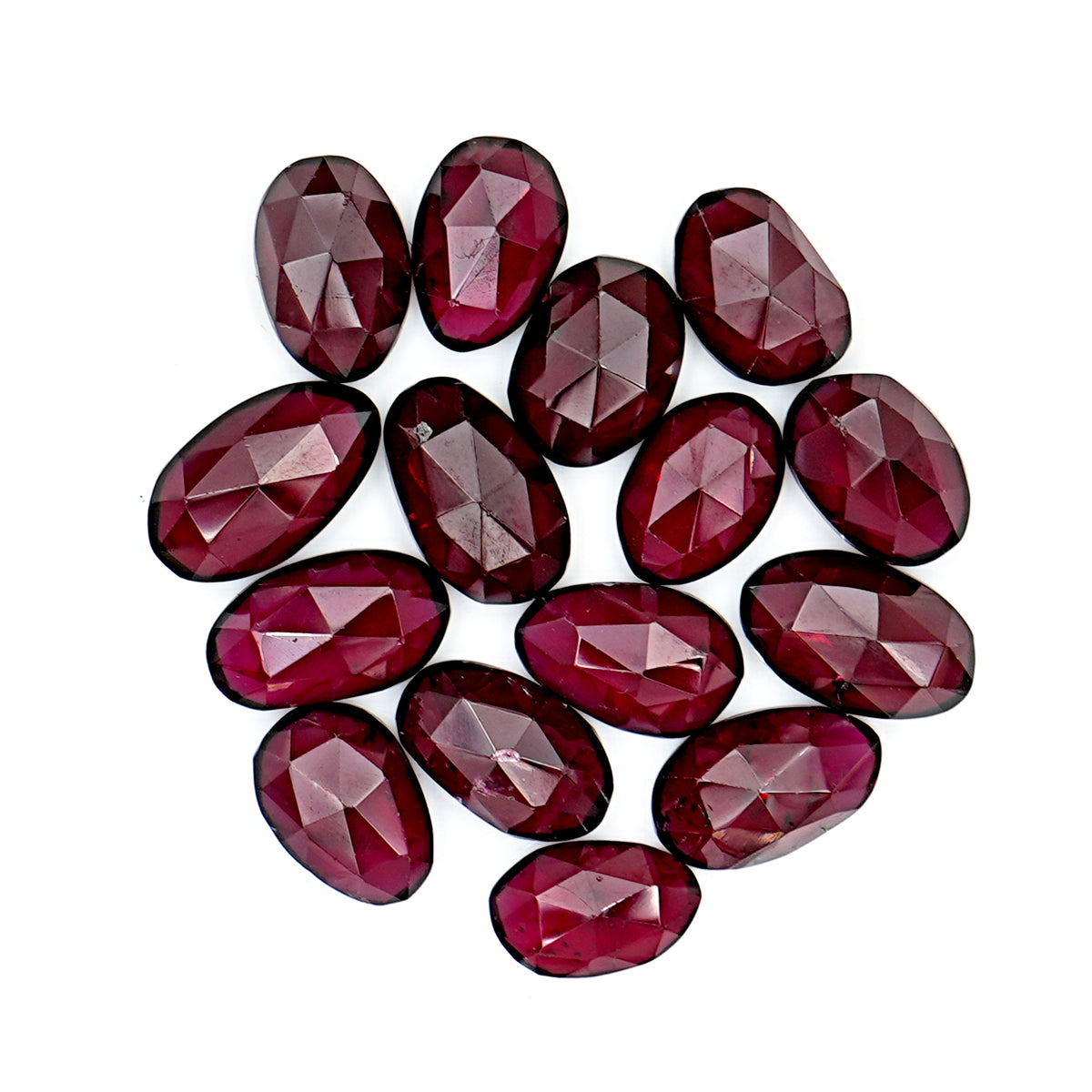 Rhodolite Garnet Rose Cut Cabochons | Freeform Gemstone For Jewelry Making - 15 Pieces