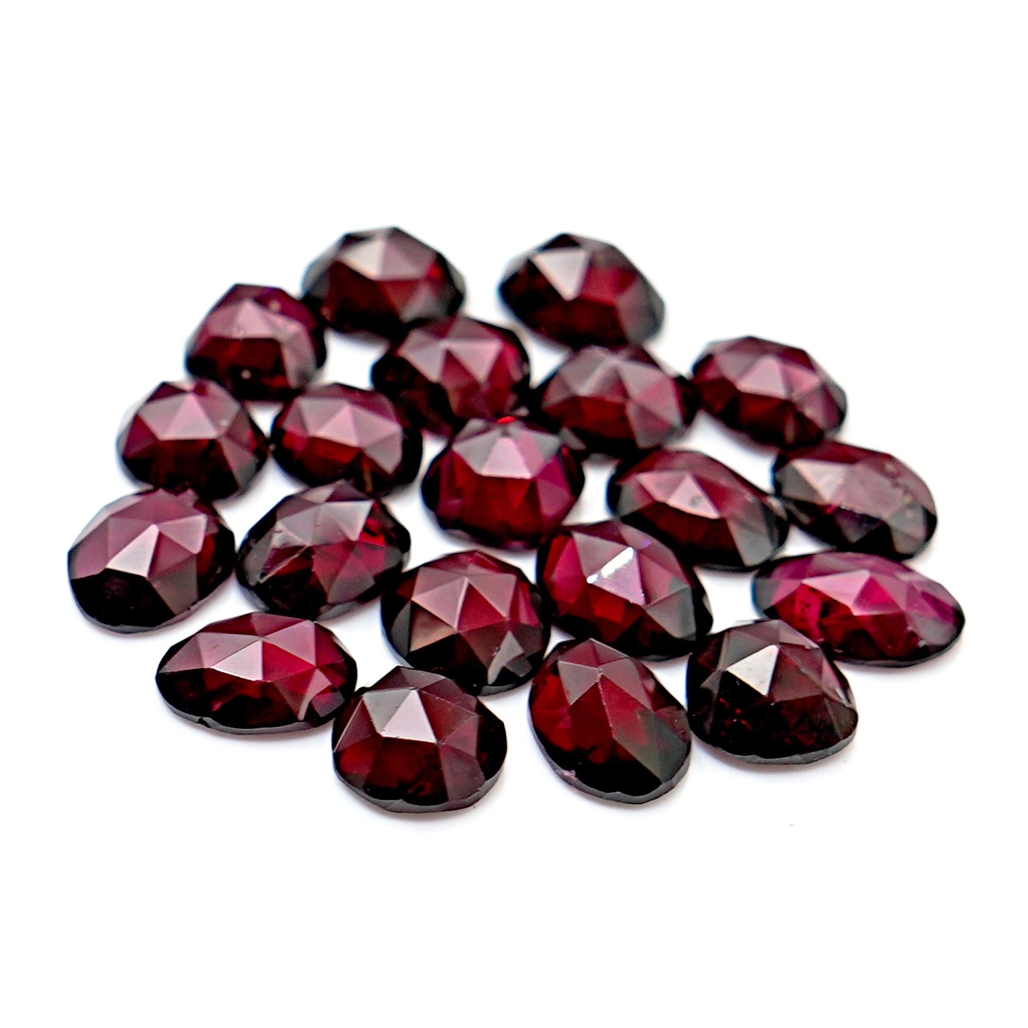 Rhodolite Garnet Rose Cut Gemstones | Freeform Pomegranate Hues for Custom Jewelry