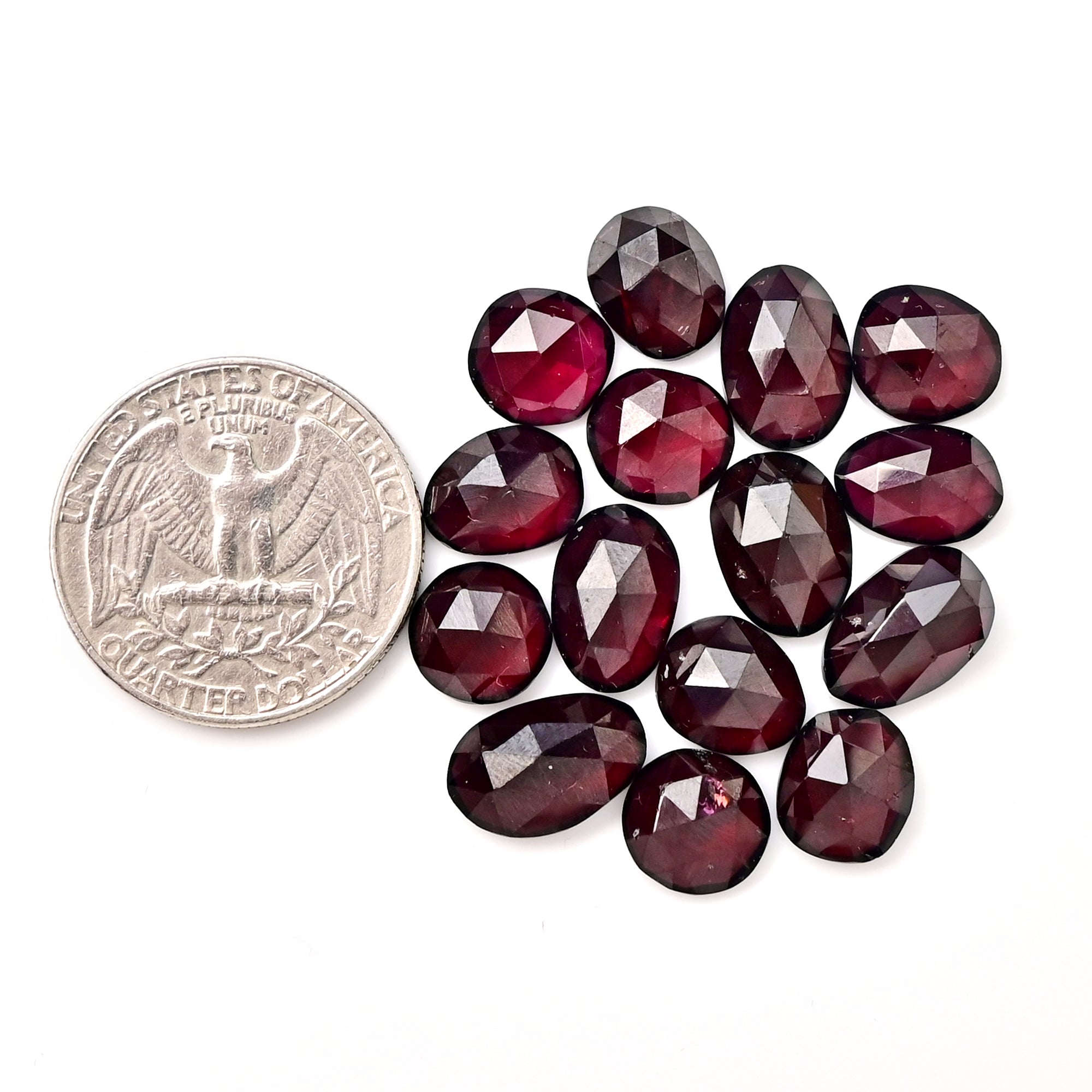Rhodolite Garnet Rose Cut Cabochons | Deep Pink Glow in Mixed Shapes - 46 Pieces