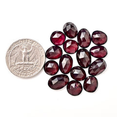 Rhodolite Garnet Rose Cut Cabochons | Deep Pink Glow in Mixed Shapes - 46 Pieces