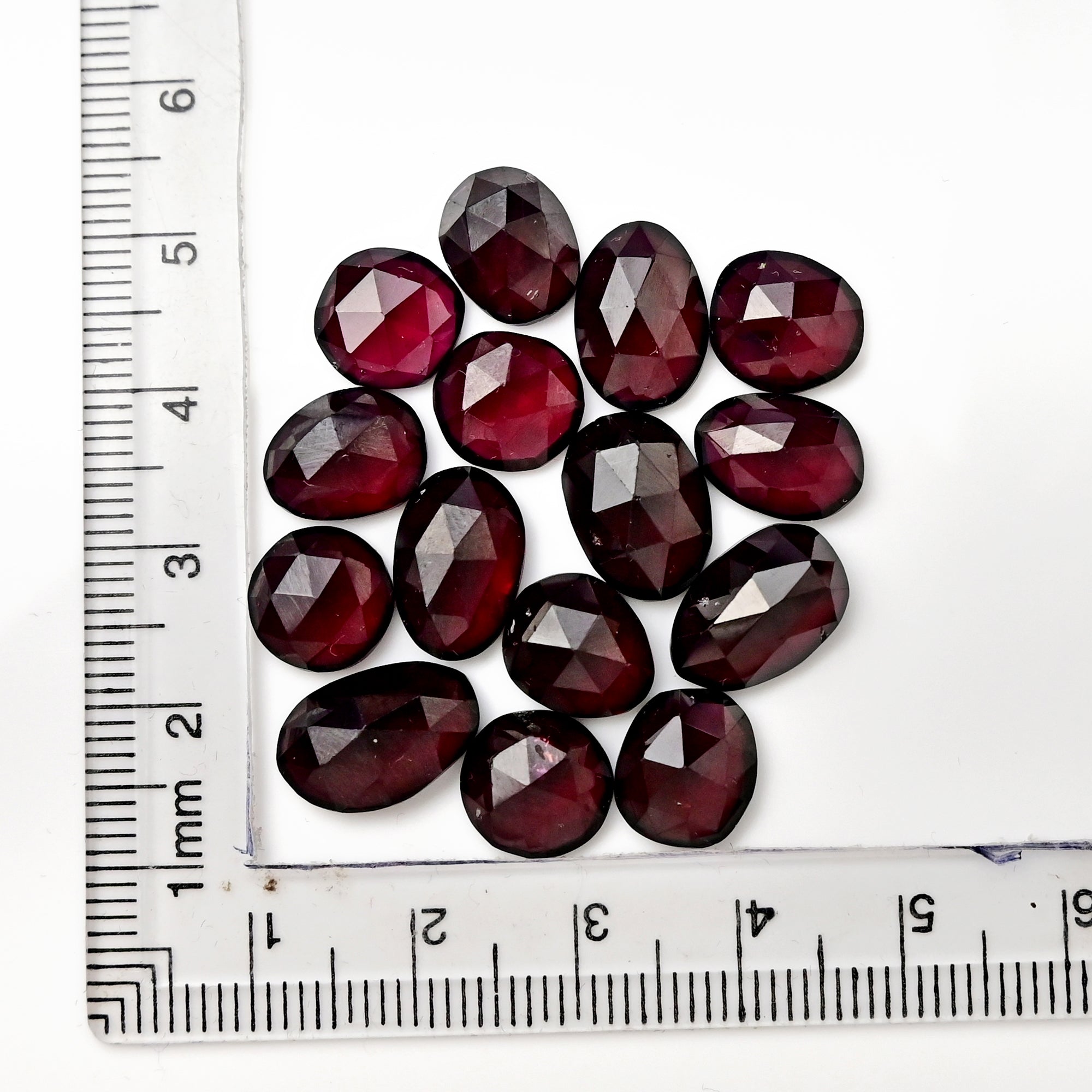 Rhodolite Garnet Rose Cut Cabochons | Deep Pink Glow in Mixed Shapes - 46 Pieces