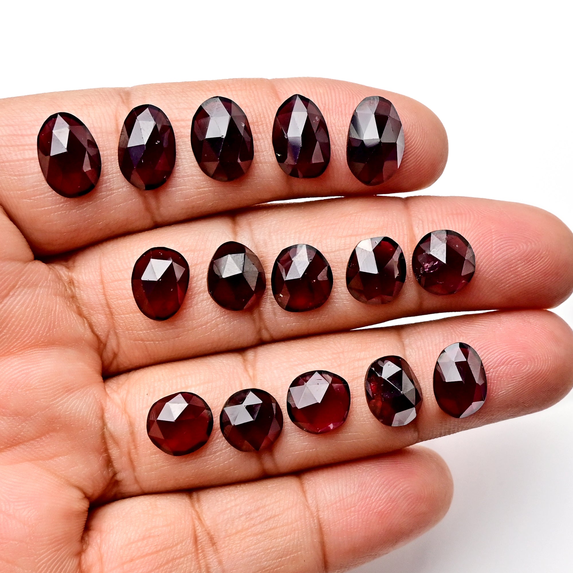 Rhodolite Garnet Rose Cut Cabochons | Deep Pink Glow in Mixed Shapes - 46 Pieces