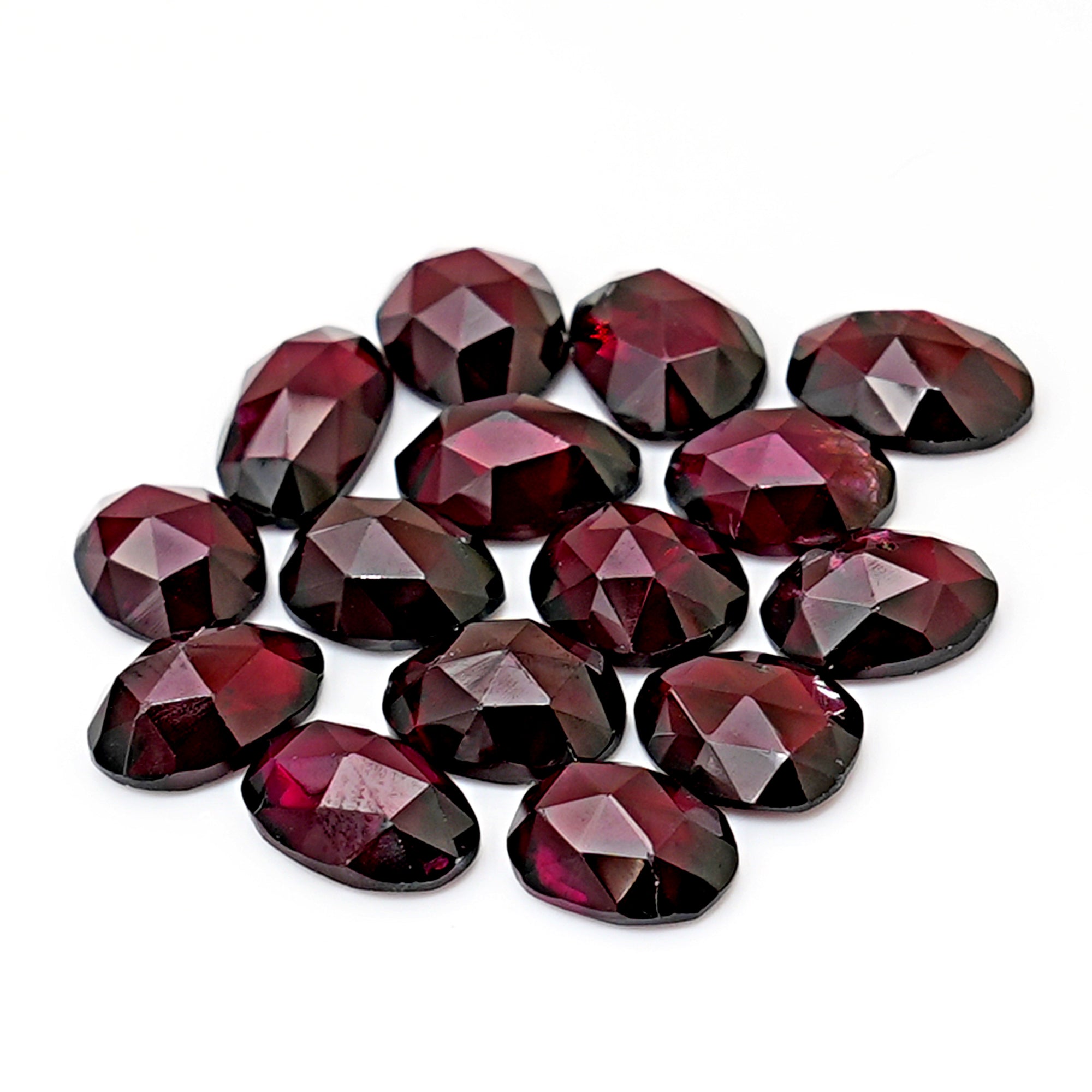 Rhodolite Garnet Rosecut Cabochons | Deep Plum Pink Faceted Freeform Gems