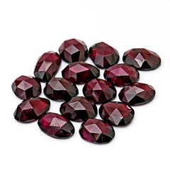 Rhodolite Garnet Rosecut Cabochons | Deep Plum Pink Faceted Freeform Gems