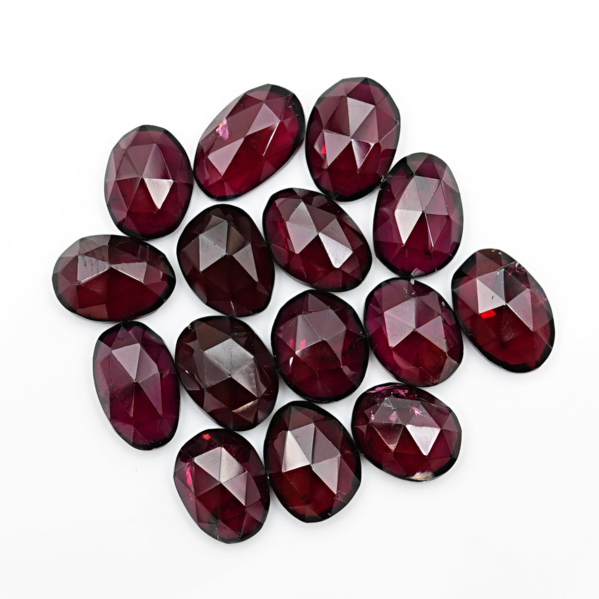 Rhodolite Garnet Rosecut Cabochons | Deep Plum Pink Faceted Freeform Gems