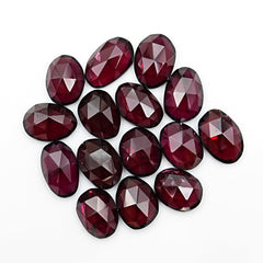 Rhodolite Garnet Rosecut Cabochons | Deep Plum Pink Faceted Freeform Gems