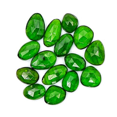 Natural Chrome Tourmaline Gemstones | Freeform Rose Cut Cabochons For Jewelry - 15 Pieces