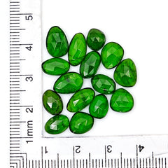 Natural Chrome Tourmaline Gemstones | Freeform Rose Cut Cabochons For Jewelry - 15 Pieces