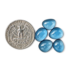 London Blue Topaz Cabochon Gemstones | Deep Ocean Spark in Freeform Shape - 5 Pieces