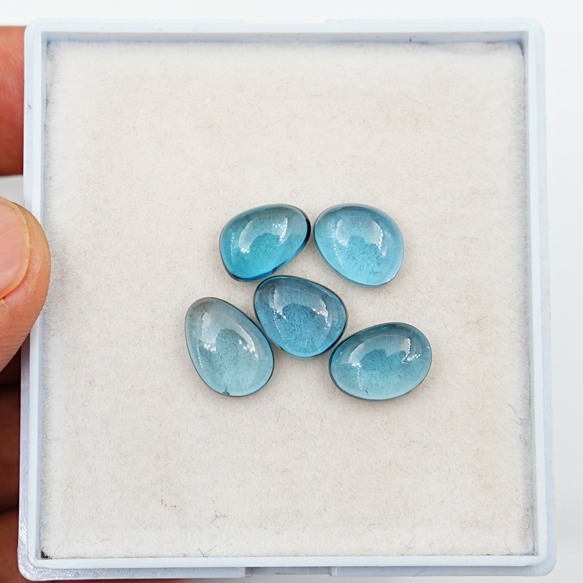 London Blue Topaz Freeform Smooth Cabochons | Faceted Gemstones for Fine Jewelry - 5 Pieces