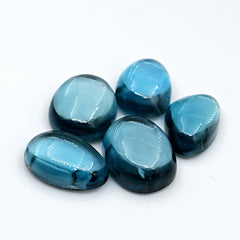 London Blue Topaz Smooth Cabochons | Deep Ocean Spark in Freeform Shape