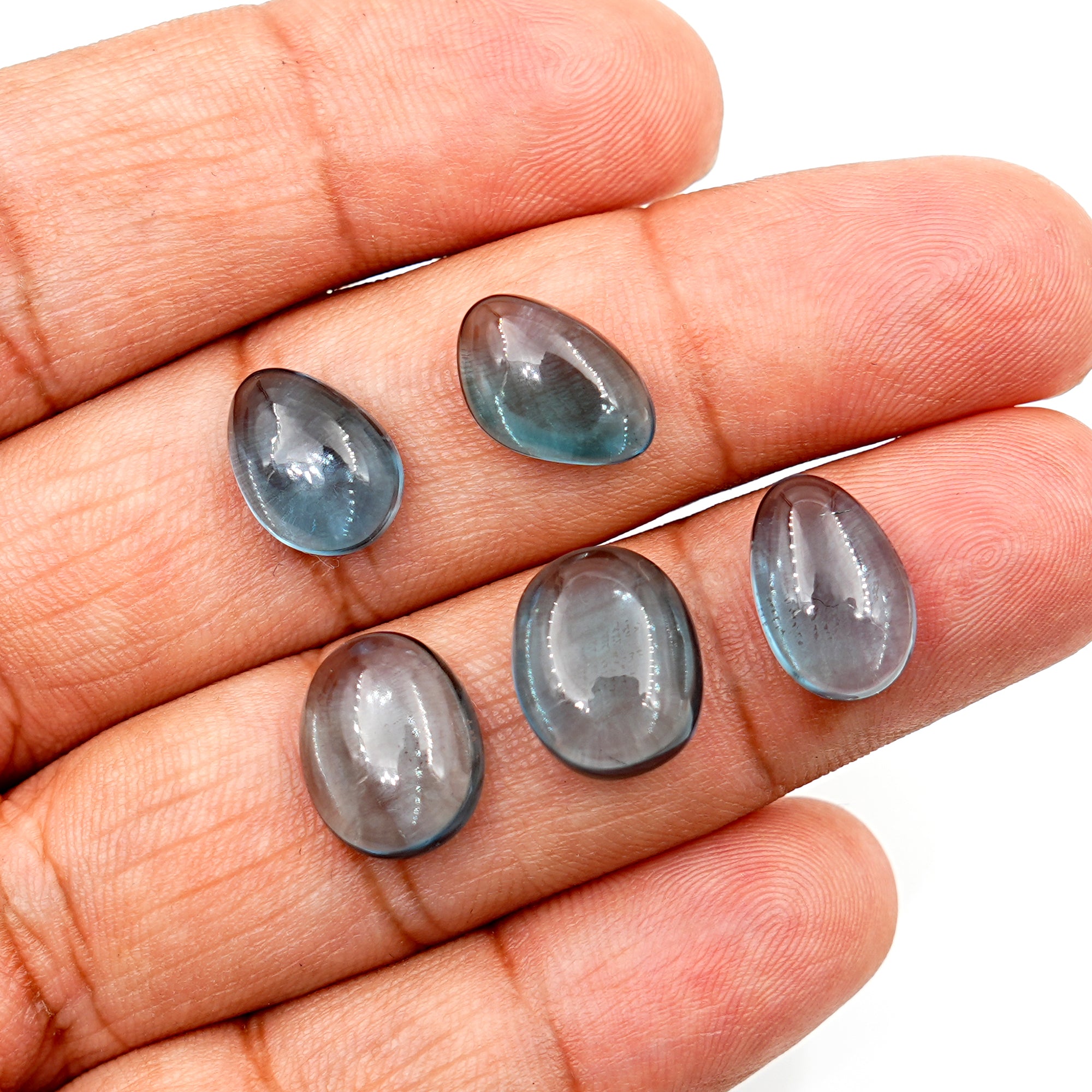 London Blue Topaz Smooth Cabochons | Deep Ocean Spark in Freeform Shape