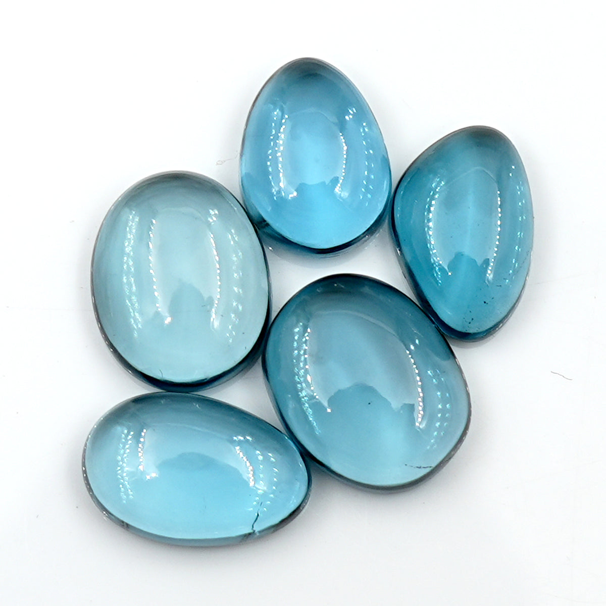 London Blue Topaz Smooth Cabochons | Deep Ocean Spark in Freeform Shape
