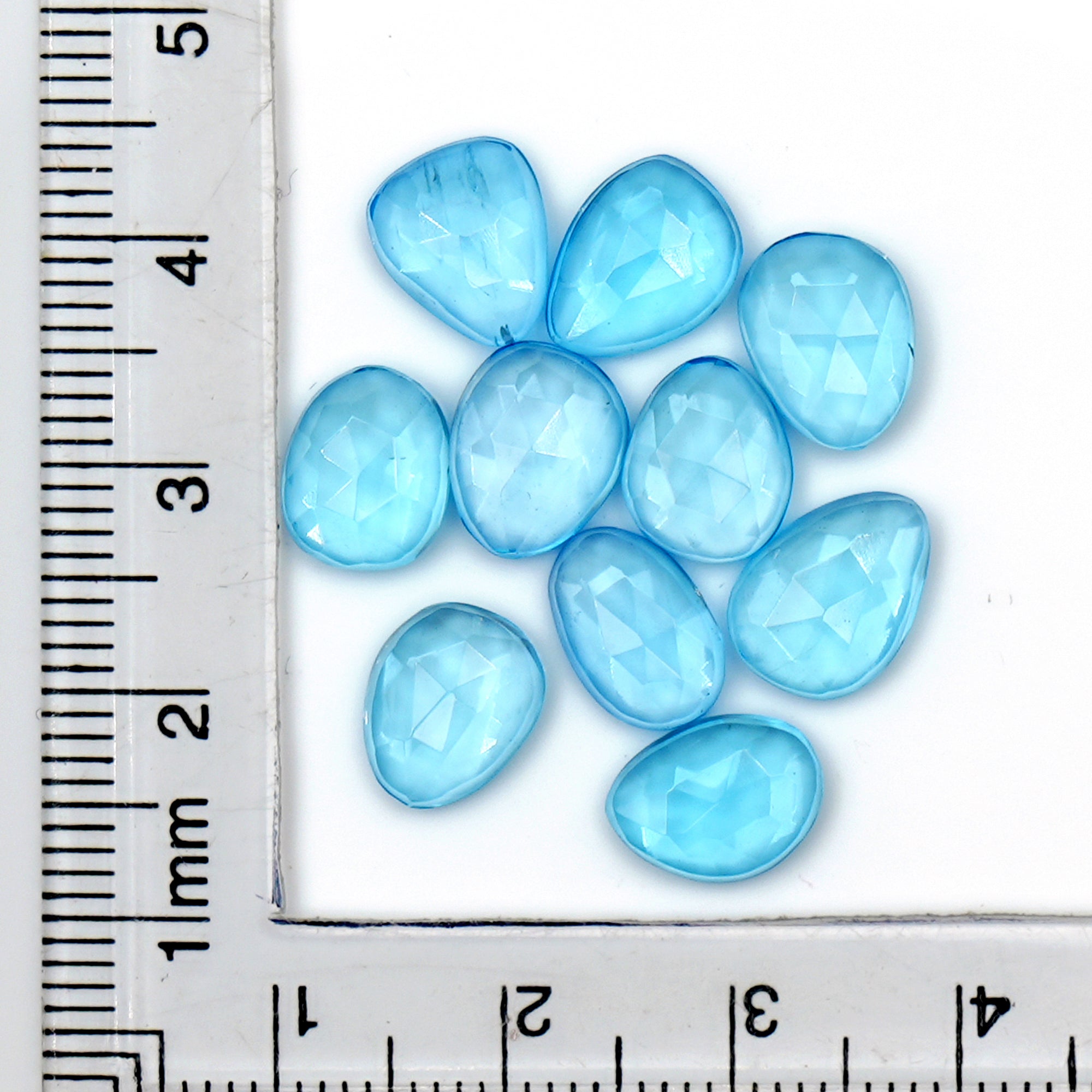 Swiss Blue Topaz Freeform Rose Cut Cabochons | Gemstones for Fine Jewelry Making - 10 Pieces