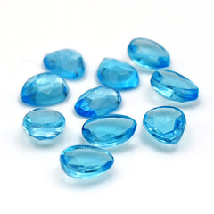 Swiss Blue Topaz Freeform Rose Cut Cabochons | Gemstones for Fine Jewelry Making - 10 Pieces